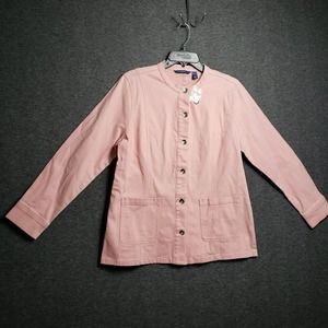 NWOT Isaac Mizrahi Live True Denim Jacket Womens M Pink Moto Casual Grannycore